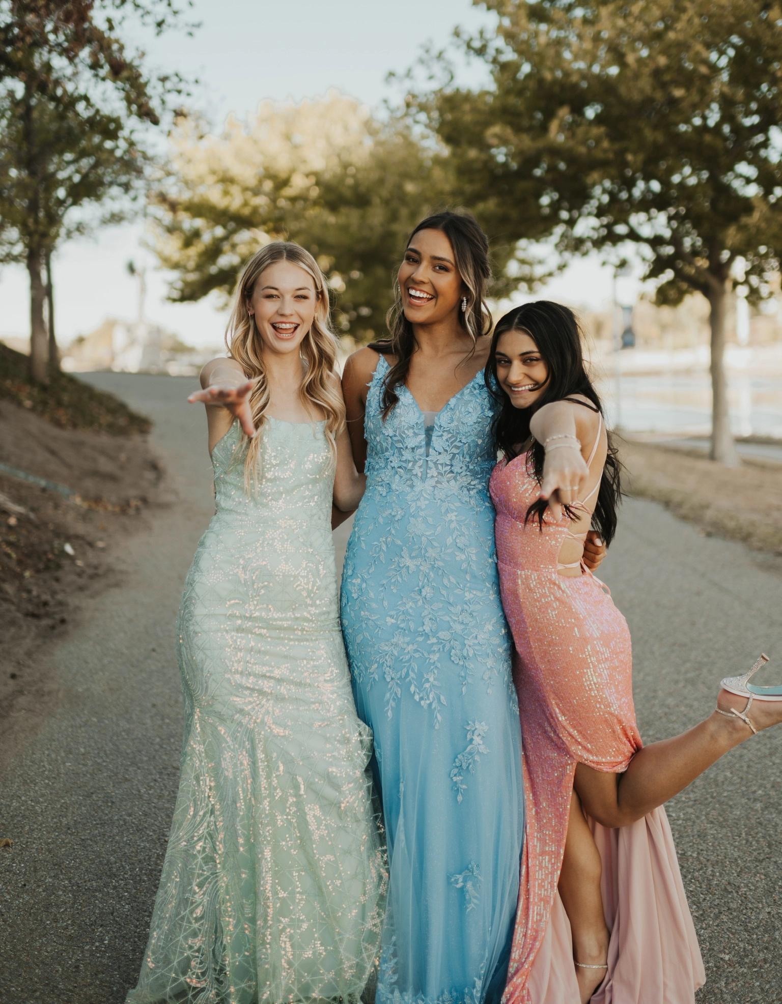 Models wearing a prom collections