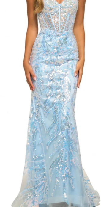 Sherri Hill 55502 #1 Navy Ivory thumbnail