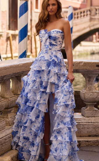 Sherri Hill 57423 #0 default Ivory/Blue Print thumbnail