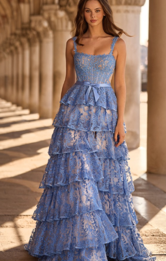 Sherri Hill 57525 #0 default Ivory/Blue Print thumbnail